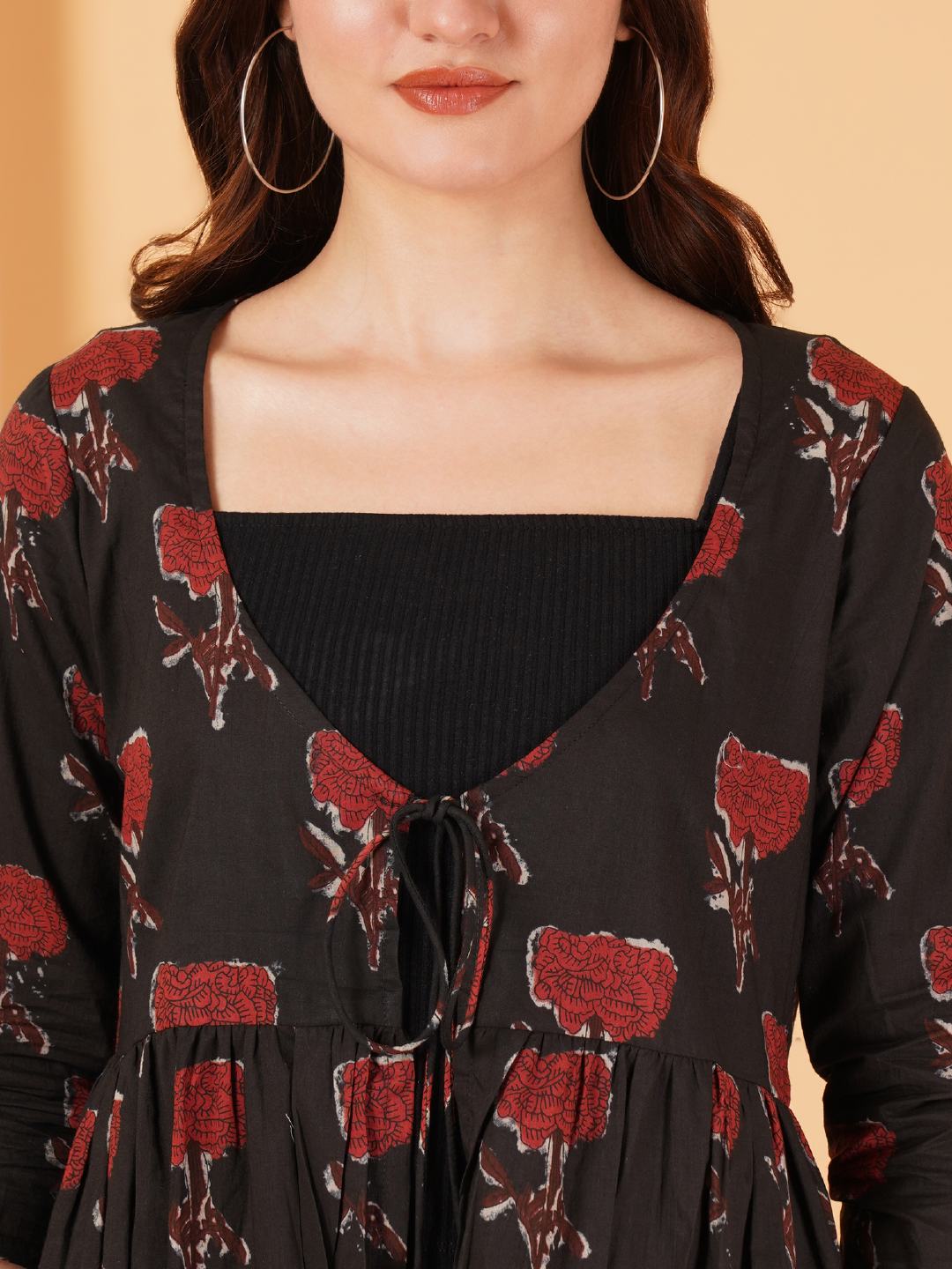 Boho-Chic-Kaftan-Oberteil aus Baumwolle für Damen