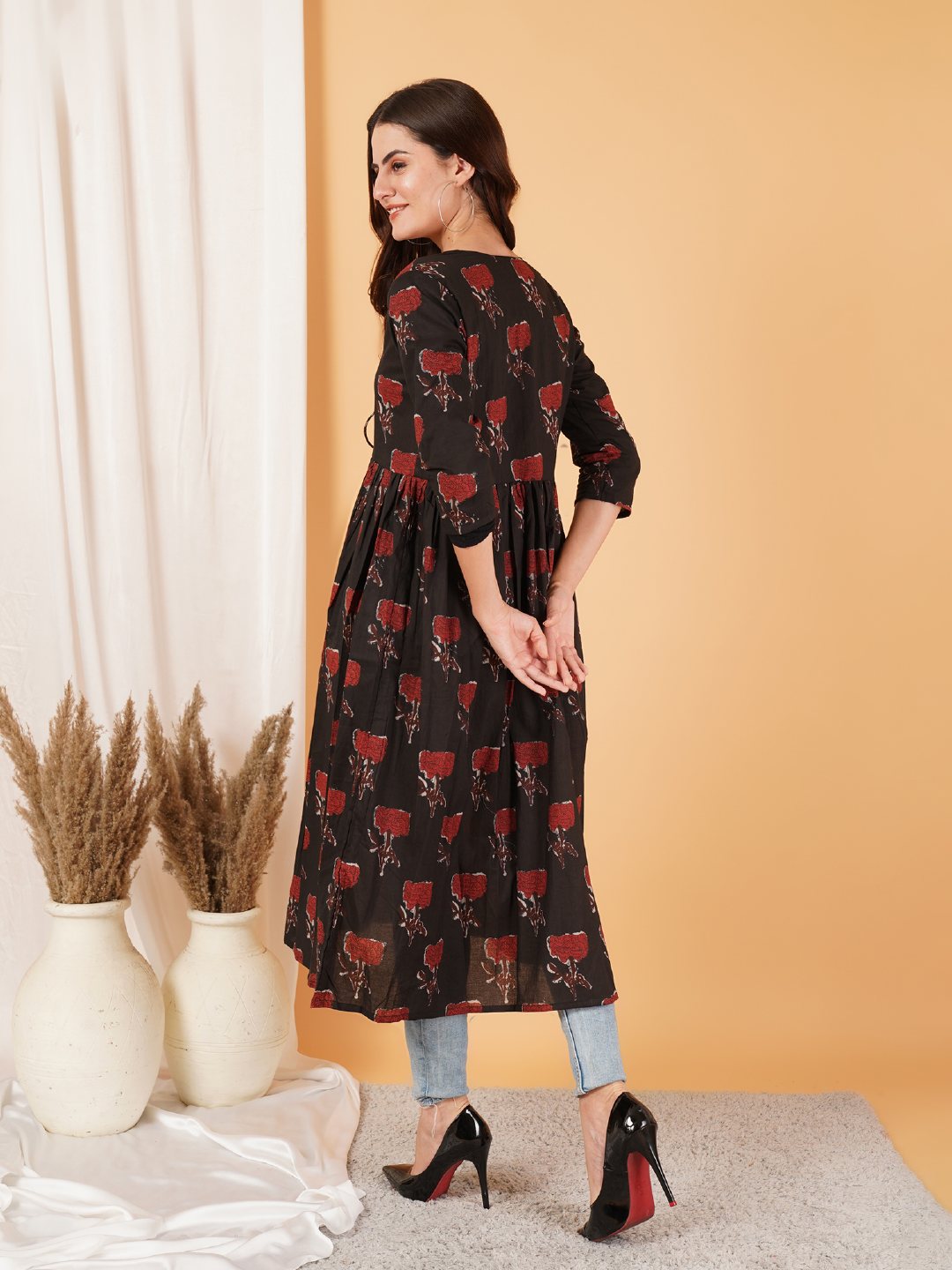 Boho-Chic-Kaftan-Oberteil aus Baumwolle für Damen