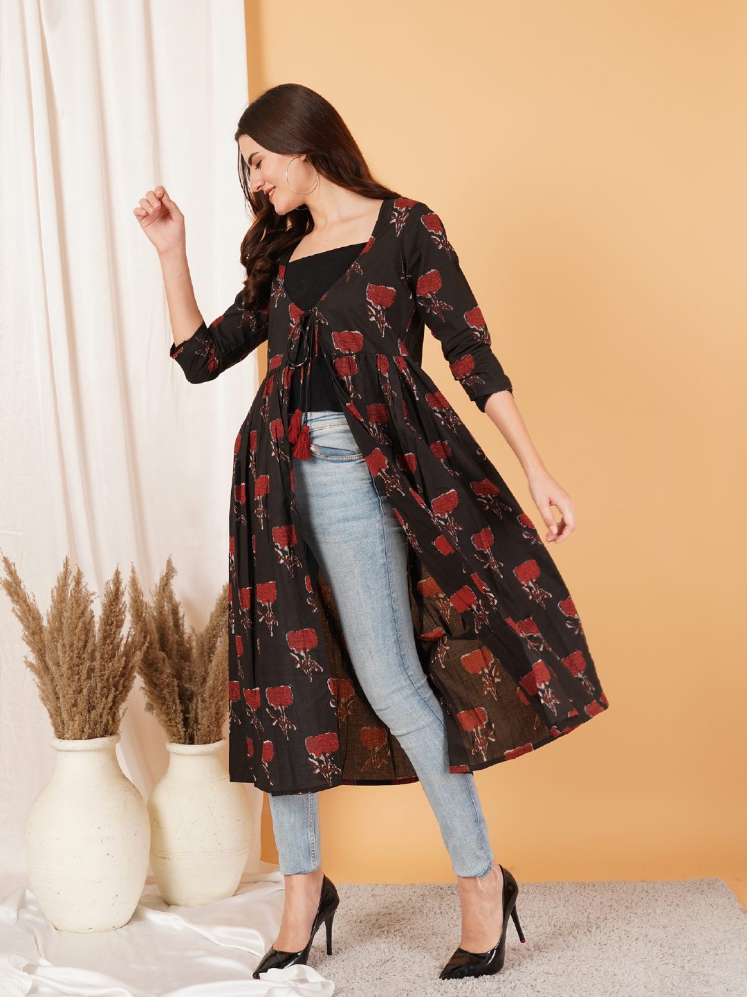 Boho-Chic-Kaftan-Oberteil aus Baumwolle für Damen