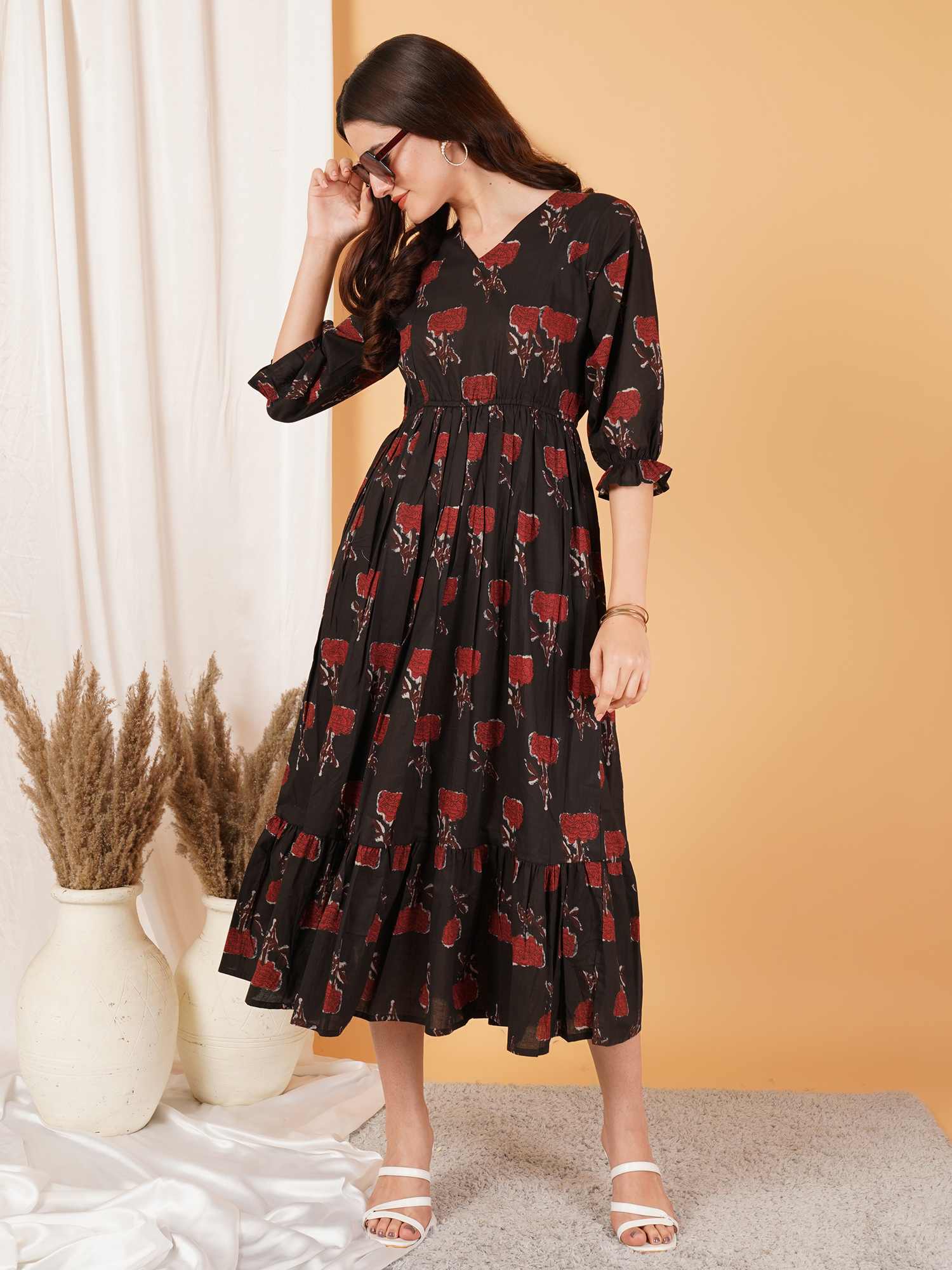 Sommerkleid mit Trägern und Aufdruck für Damen