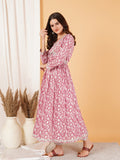 Ensemble Kurta en coton rose avec pantalon pour femme