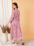Ensemble Kurta en coton rose avec pantalon pour femme