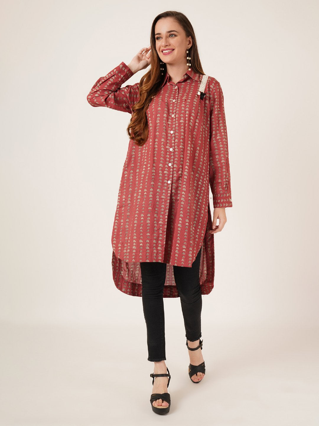 Trendy Longline Pure Cotton Oversized Shirt for Women