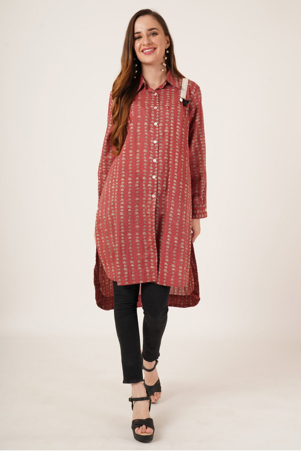 Trendy Longline Pure Cotton Oversized Shirt for Women