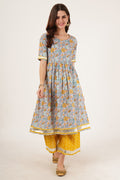 Ensemble Kurta A-Line en coton de style festif avec Palazzo pour femme