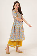 Ensemble Kurta A-Line en coton de style festif avec Palazzo pour femme