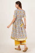 Ensemble Kurta A-Line en coton de style festif avec Palazzo pour femme