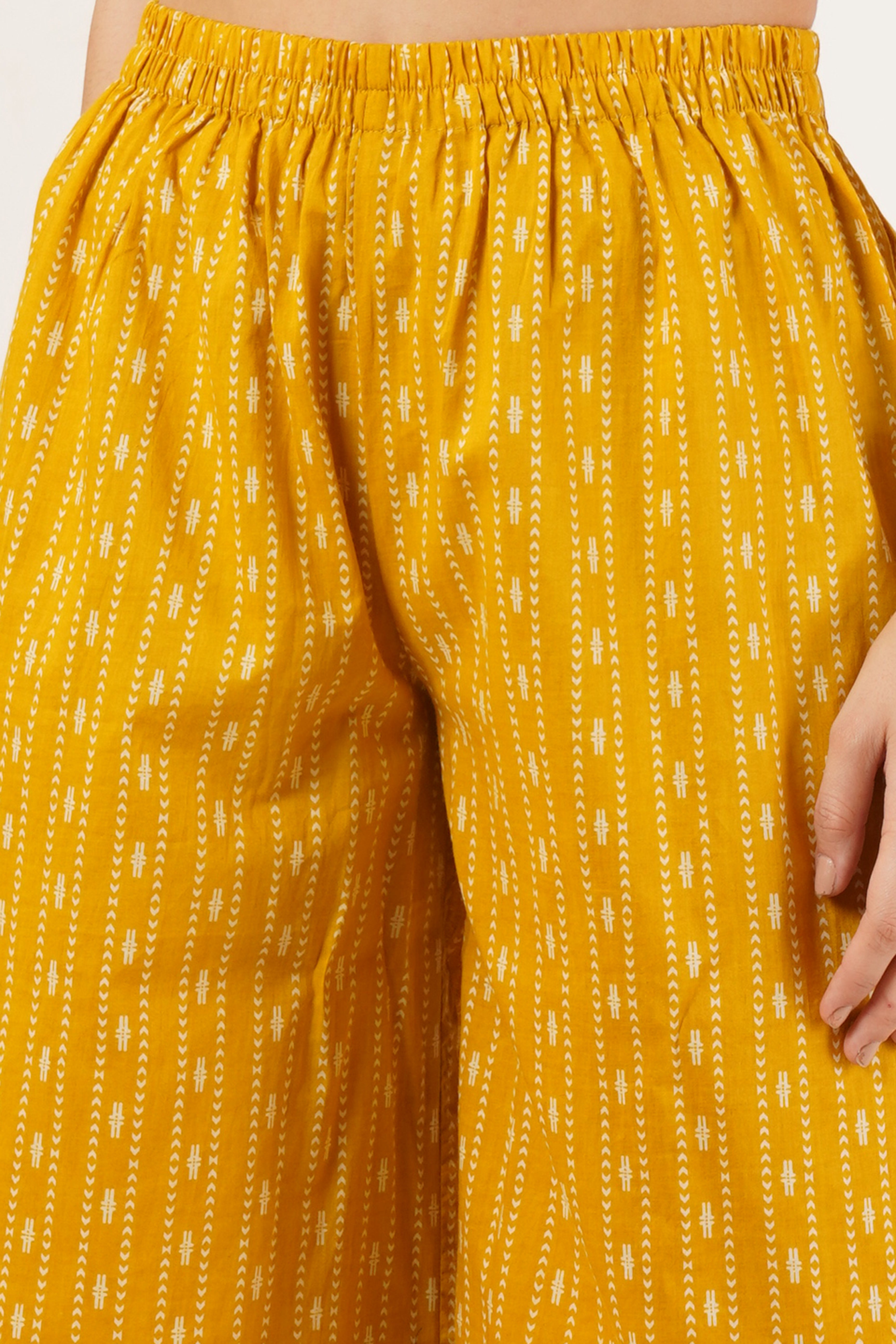 Festive Style Cotton A-Line Kurta with Palazzo Set for Women