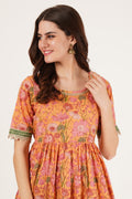 Ensemble Kurta en coton floral festif avec palazzo pour femmes