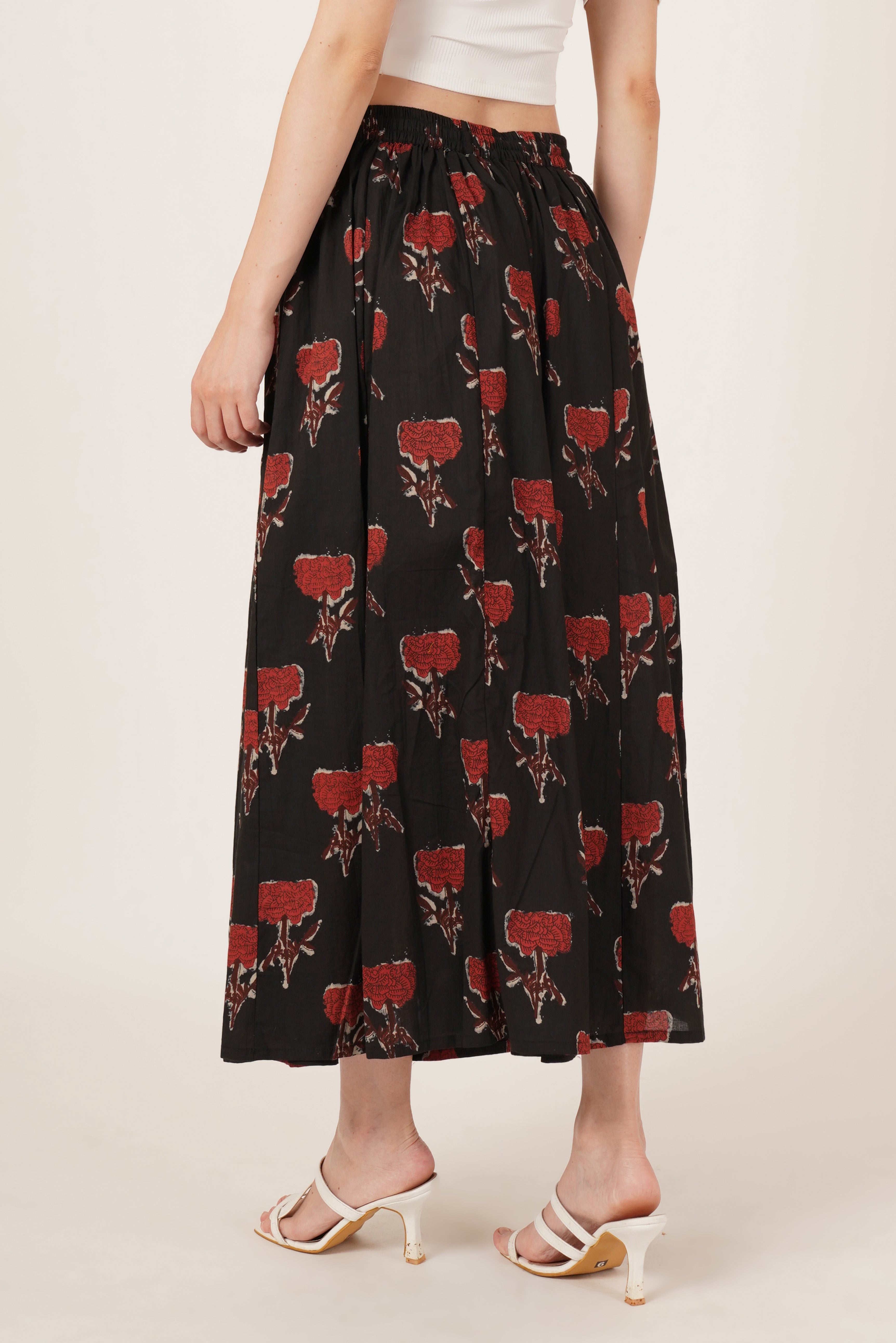 Timeless Black Maroon Rose Print Palazzo for Women