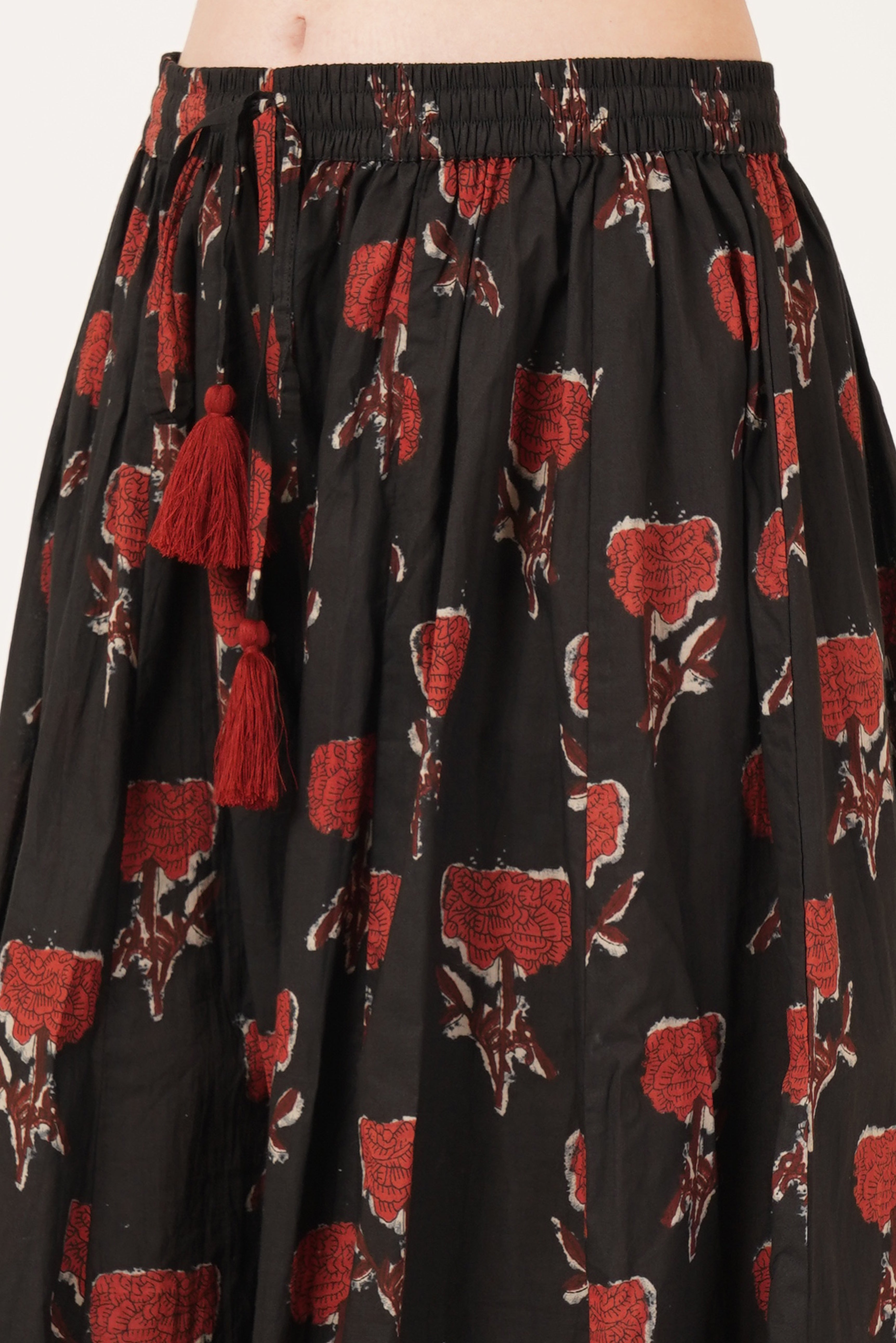 Timeless Black Maroon Rose Print Palazzo for Women