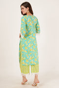 Ensemble Kurta droit en coton imprimé floral avec palazzo pour femme