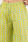 Ensemble Kurta droit en coton imprimé floral avec palazzo pour femme