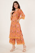 Summer Floral Cotton Kurta and Palazzo For Women