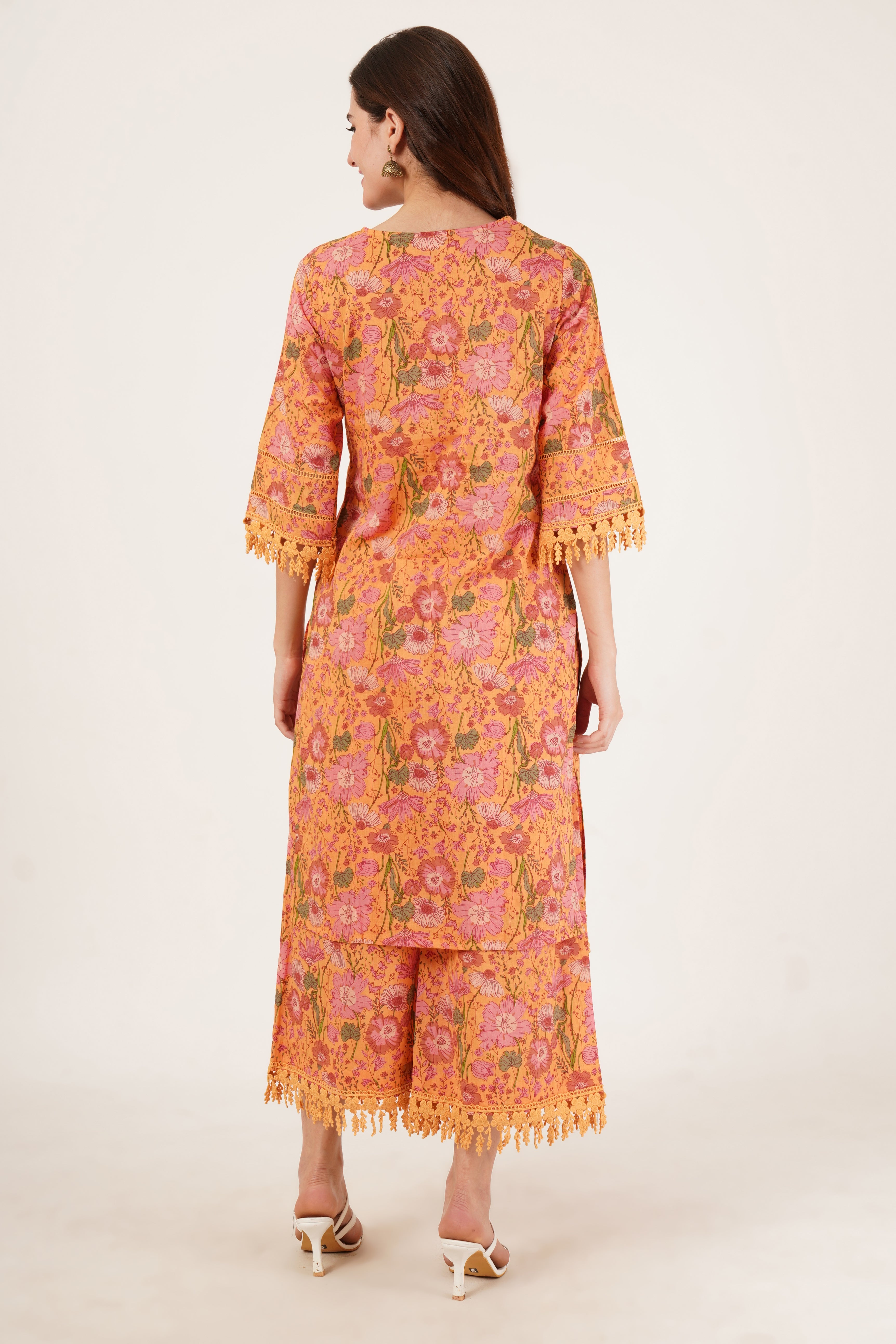 Summer Floral Cotton Kurta and Palazzo For Women