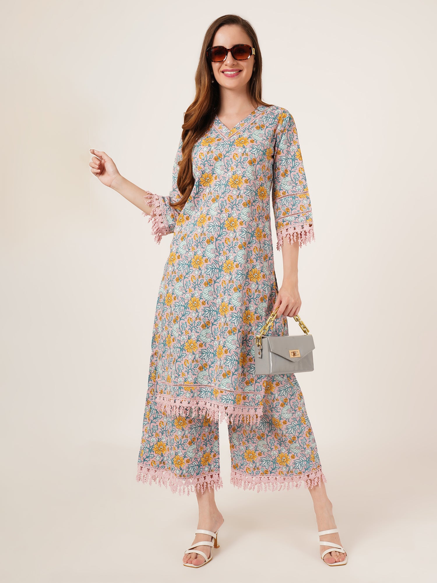 Jaipuri Heritage Cotton Palazzo Kurta Set For Women