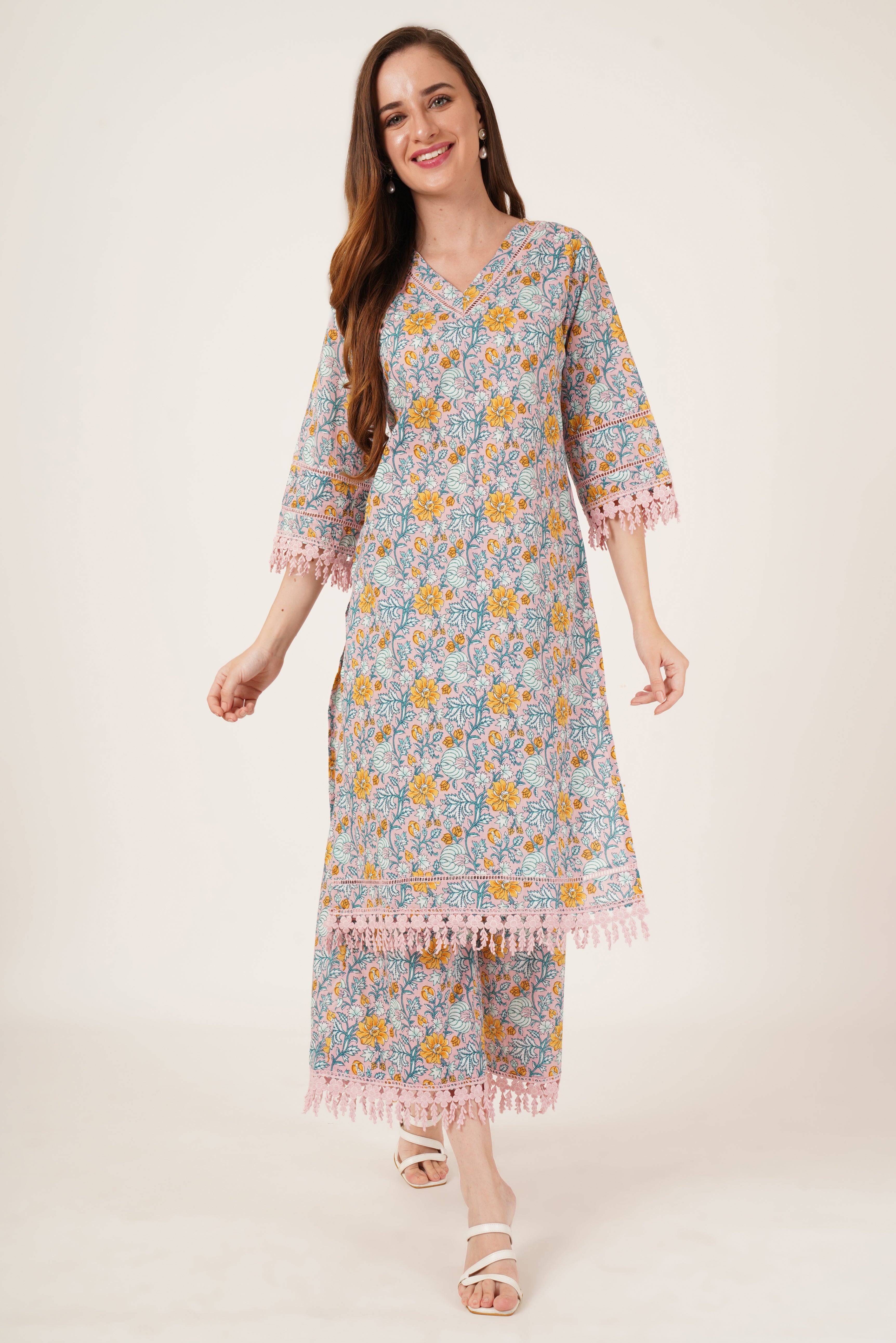Jaipuri Heritage Cotton Palazzo Kurta Set For Women
