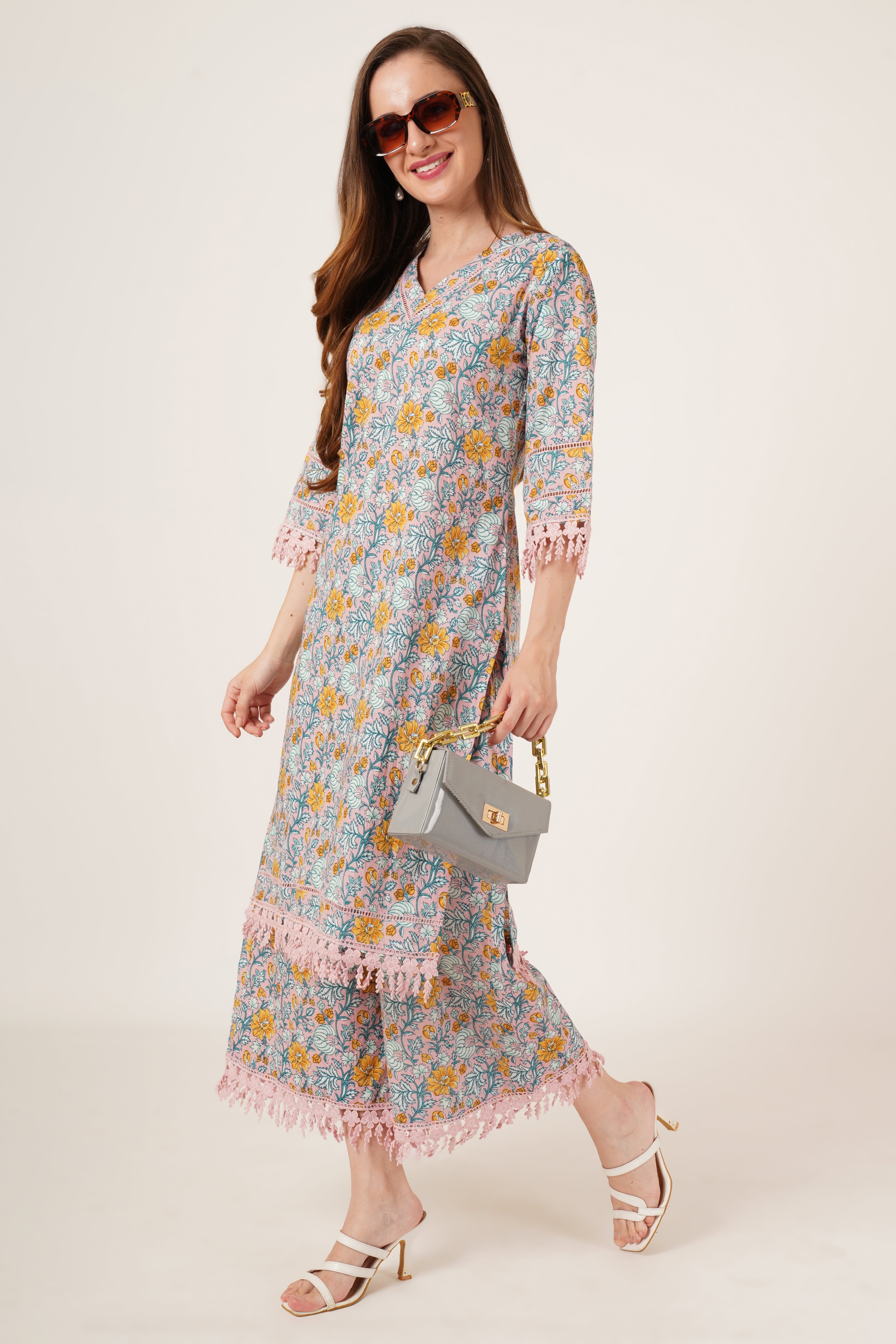 Jaipuri Heritage Cotton Palazzo Kurta Set For Women