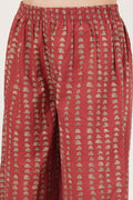 Ensemble Kurta droit en coton imprimé floral avec palazzo pour femme