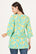 Turquoise with Lily Printed Cotton Short Kurti for Women