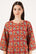 Kurti court en coton à fleurs rouges pour femmes