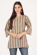 Vibrant Zigzag Cotton Kurti for Women
