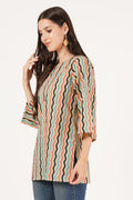 Vibrant Zigzag Cotton Kurti for Women