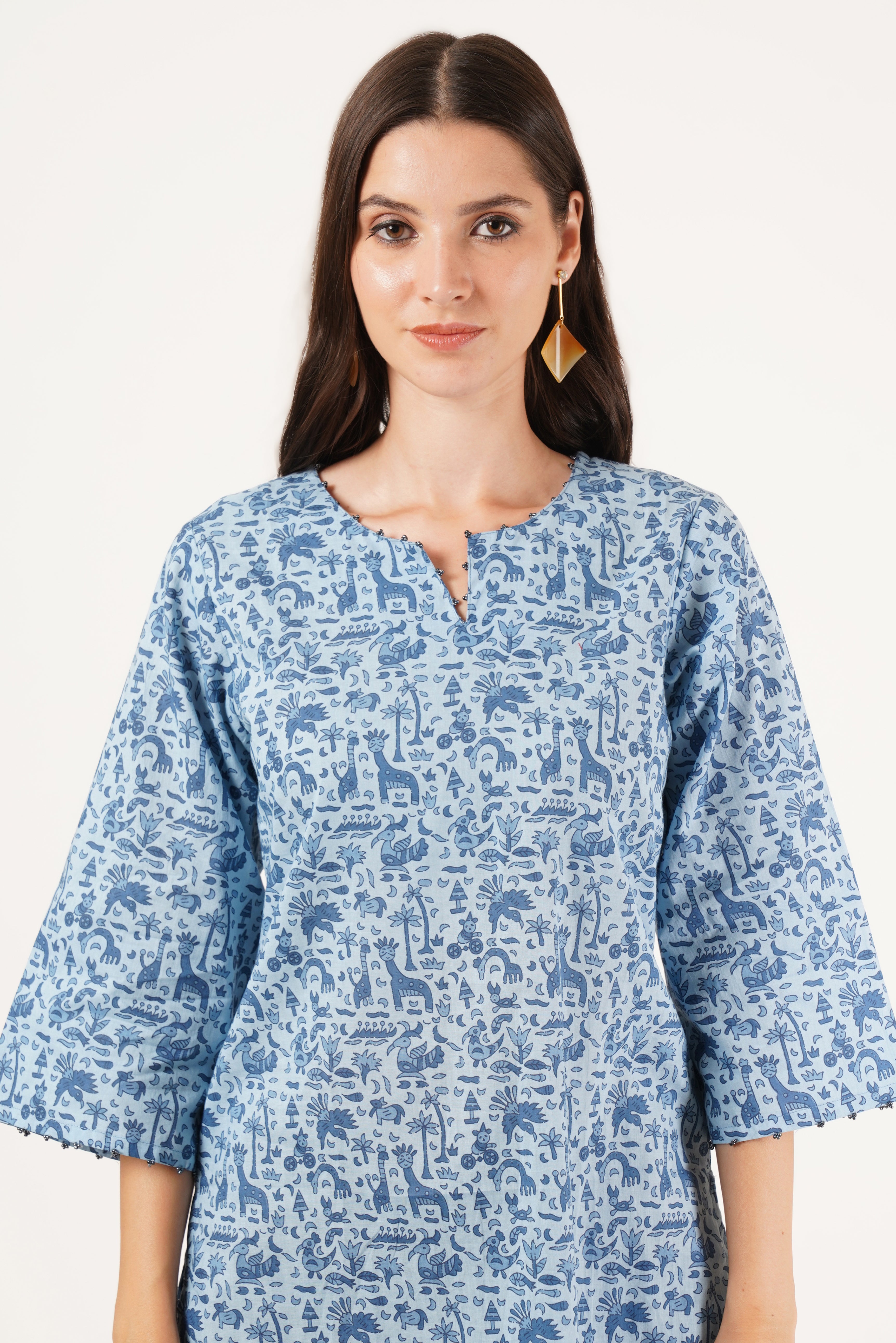 Casual Doodle Printed Cotton Kurti for Women