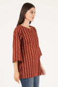 Kurti court imprimé élégant en rouge pour femme
