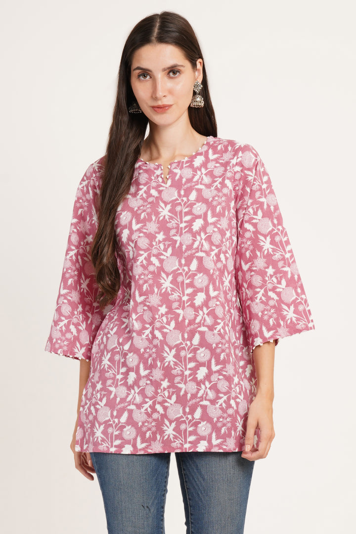 Kurtis court à imprimé floral pour femme