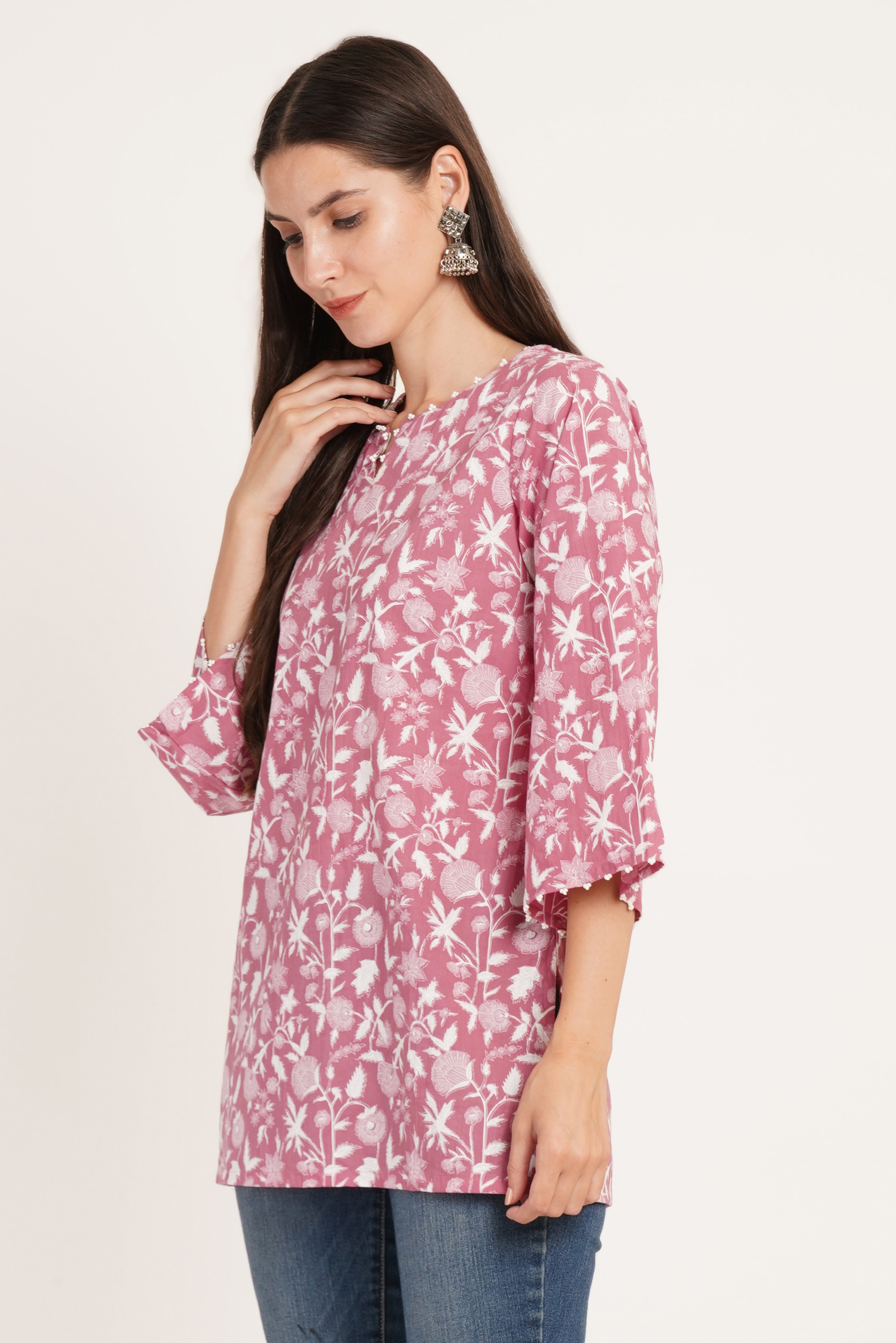 Floral Printed Short Kurtis for Women