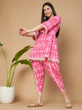 Ensemble Kurti et Dhoti en coton géométrique de créateur pour femme