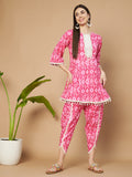 Ensemble Kurti et Dhoti en coton géométrique de créateur pour femme
