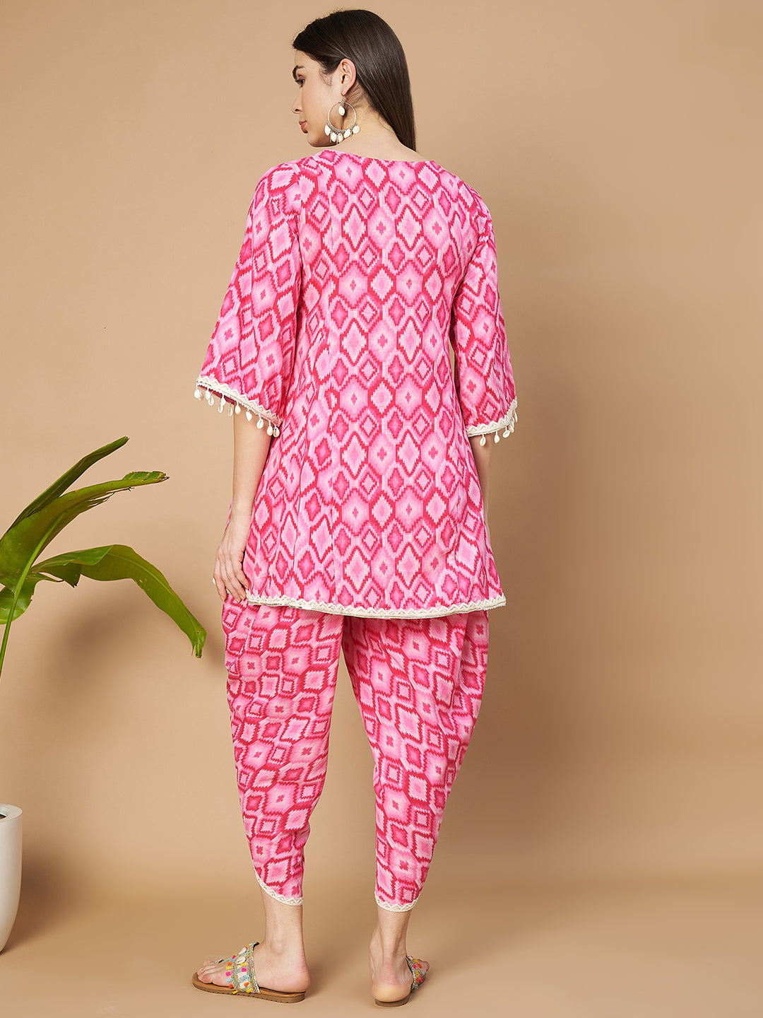 Designer Geometric Cotton Kurti and Dhoti Set for Women