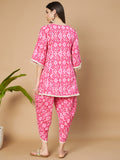 Ensemble Kurti et Dhoti en coton géométrique de créateur pour femme