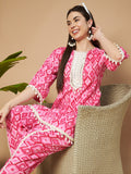 Ensemble Kurti et Dhoti en coton géométrique de créateur pour femme