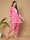 Ensemble Kurti et Dhoti en coton géométrique de créateur pour femme
