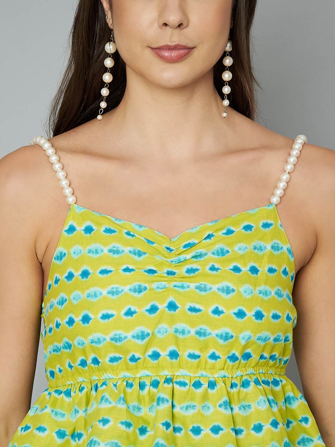 Trägertop aus Baumwolle mit Ikat-Print und Taillengürtel für Damen