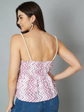 Jaipuri Cotton Pearl Strap Peplum Top – Classic Rajasthani Heritage