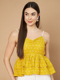 Elegant Pearl Strap Jaipuri Cotton Peplum Top for Women
