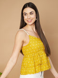 Elegant Pearl Strap Jaipuri Cotton Peplum Top for Women