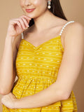 Elegant Pearl Strap Jaipuri Cotton Peplum Top for Women