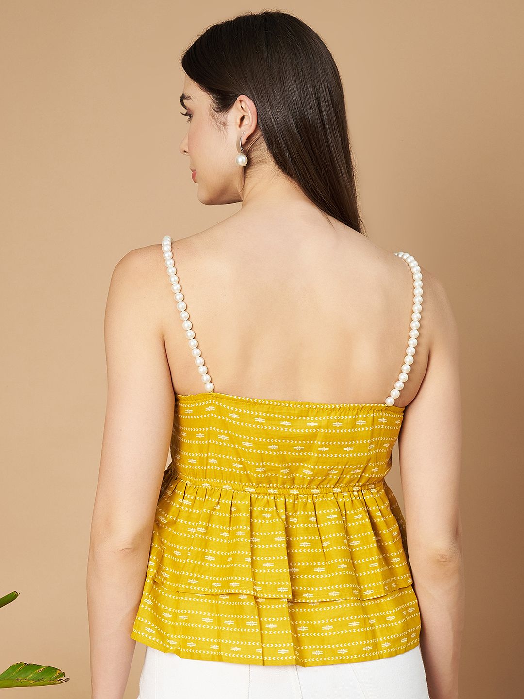 Trägertop aus Baumwolle mit Ikat-Print und Taillengürtel für Damen