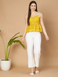 Elegant Pearl Strap Jaipuri Cotton Peplum Top for Women