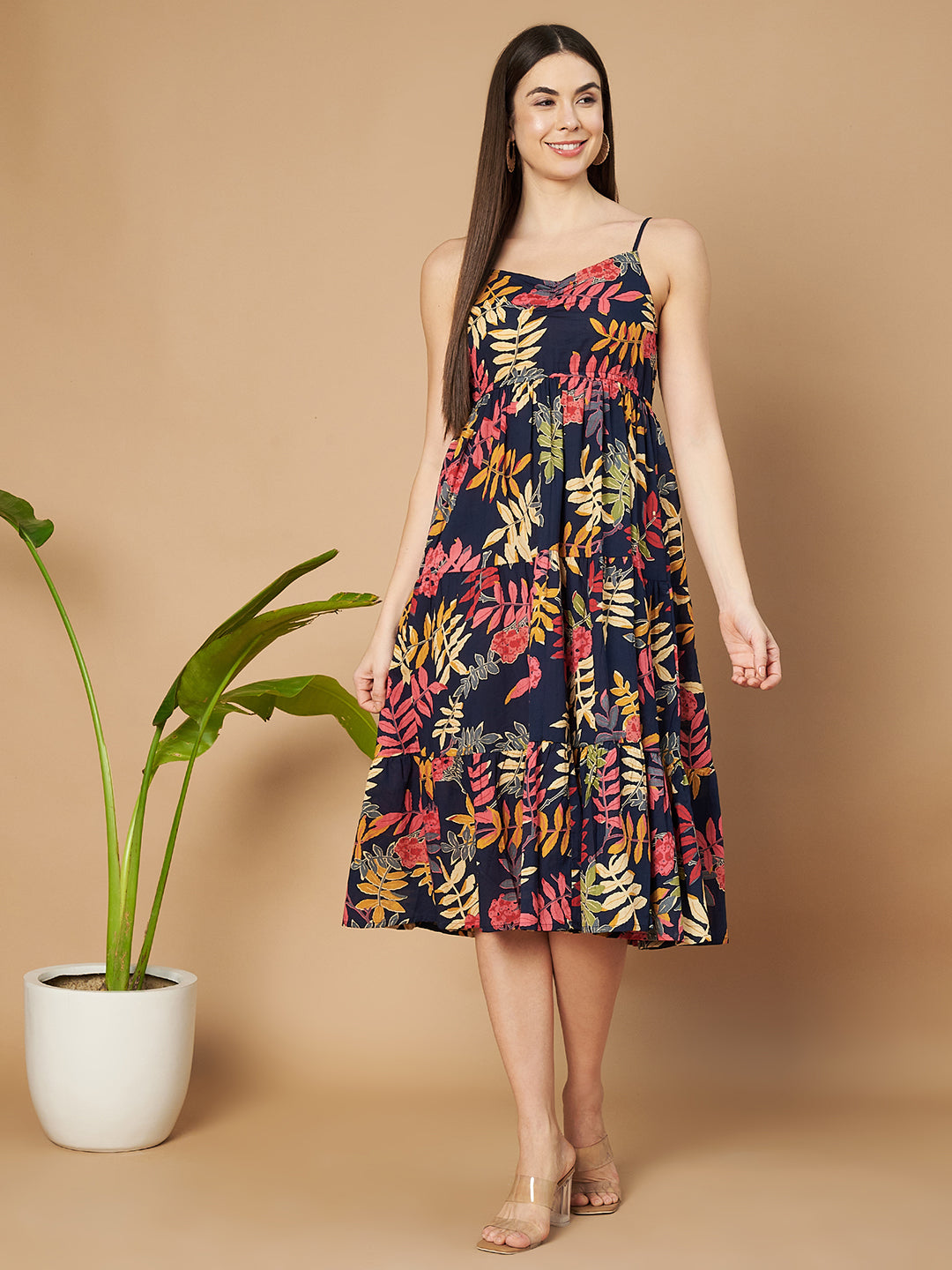 Sleeveless Flared Cotton Dress for Women