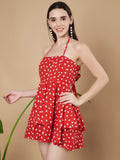 Neckholder-Playsuit mit Polka Dot-Muster für Damen