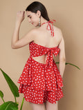Neckholder-Playsuit mit Polka Dot-Muster für Damen
