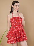 Neckholder-Playsuit mit Polka Dot-Muster für Damen