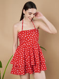 Neckholder-Playsuit mit Polka Dot-Muster für Damen