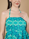 Combinaison turquoise à col licou pour femme